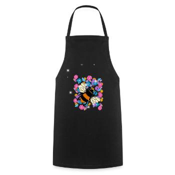Retro Bee Bees Bumblebee Flower Kids - Cooking Apron - black - Front - AI Model Male 185 dark (185cm)
