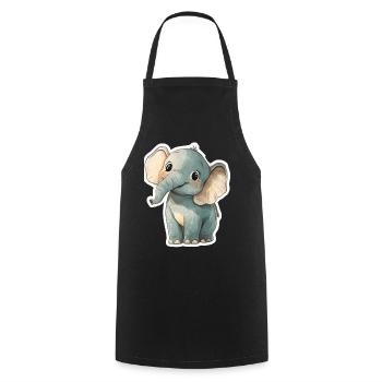 Éléphant mignon – idée cadeau pour les amoureux des animaux - Tablier de cuisine - noir - Devant - AI Model Male 185 dark (185cm)
