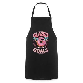 Glazed Grit Goals Donut Fitness Motif - Cooking Apron - black - Front - AI Model Male 185 dark (185cm)