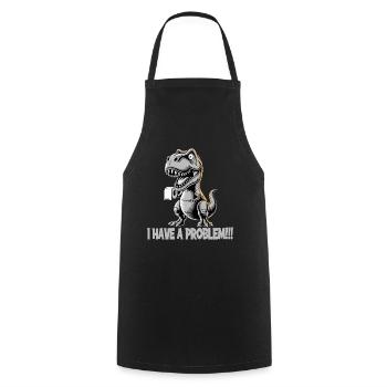 T-Rex avec problème de papier toilette design drôle - Tablier de cuisine - noir - Devant - AI Model Male 185 dark (185cm)