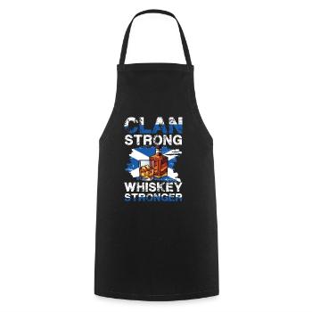 Clan Strong Whiskey Stronger Scotland Motif - Cooking Apron - black - Front - AI Model Male 185 dark (185cm)