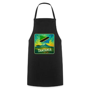 Tanzania Flag Design - Cooking Apron - black - Front - AI Model Male 185 dark (185cm)
