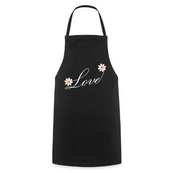 Conception de script d’amour floral - Tablier de cuisine - noir - Devant - AI Model Male 185 dark (185cm)