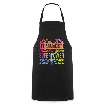Pharmacy Tech Technician - Cooking Apron - black - Front - AI Model Male 185 dark (185cm)
