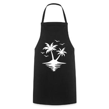 Tropical Sunset Palm Silhouette - Cooking Apron - black - Front - AI Model Male 185 dark (185cm)