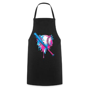 Vibrant baseball heart splash design - Cooking Apron - black - Front - AI Model Male 185 dark (185cm)