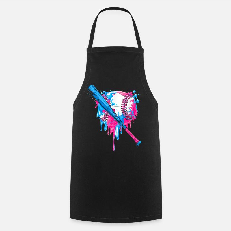 Vibrant baseball heart splash design - Cooking Apron - black