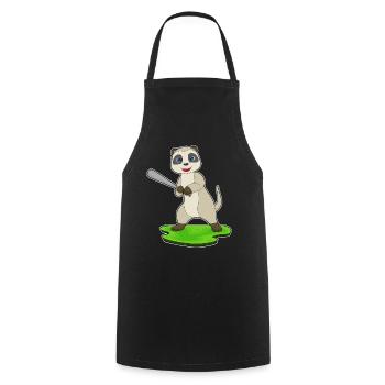 Erdmännchen Baseball Baseballschläger - Kochschürze - Schwarz - Vorne - AI Model Male 185 dark (185cm)