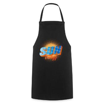 Typography with solar cells and bright sun - Cooking Apron - black - Front - AI Model Male 185 dark (185cm)
