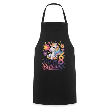 It's my 8th birthday unicorn party - Cooking Apron - black - Front - AI Model Male 185 dark (185cm)