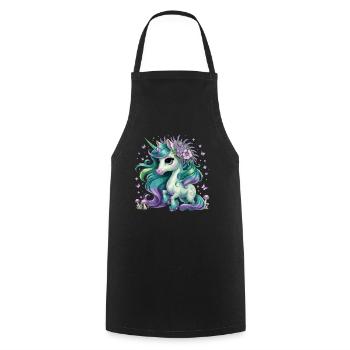 Magisches Einhorn Mit Blumenkranz Und - Kochschürze - Schwarz - Vorne - AI Model Male 185 dark (185cm)
