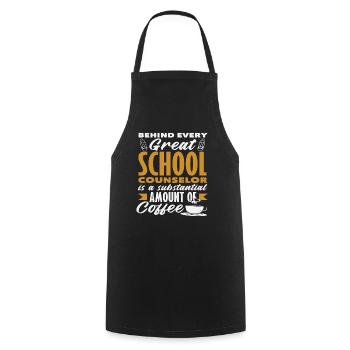 Behind every great school counselor, a lot of coffee - Cooking Apron - black - Front - AI Model Male 185 dark (185cm)