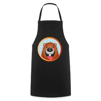 Naughty beaver with tongue sticking out - Cooking Apron - black - Front - AI Model Male 185 dark (185cm)