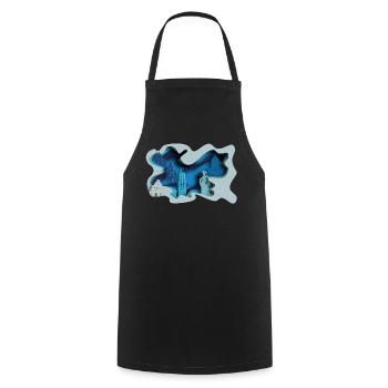 Moers city silhouette in hydrographic look - Cooking Apron - black - Front - AI Model Male 185 dark (185cm)