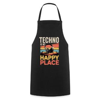Techno My Happy Place Musik Liebhaber DJ Kopfhörer - Kochschürze - Schwarz - Vorne - AI Model Male 185 dark (185cm)