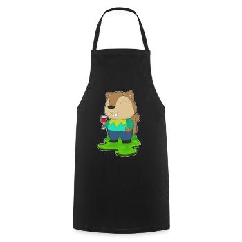 Squirrel Red Wine - Cooking Apron - black - Front - AI Model Male 185 dark (185cm)