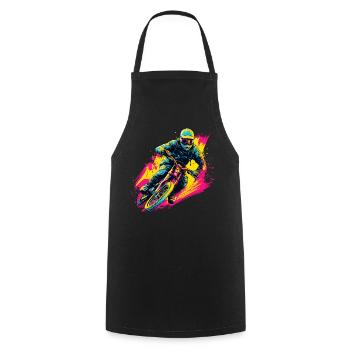 BMX Biker Steamwave - Cooking Apron - black - Front - AI Model Male 185 dark (185cm)