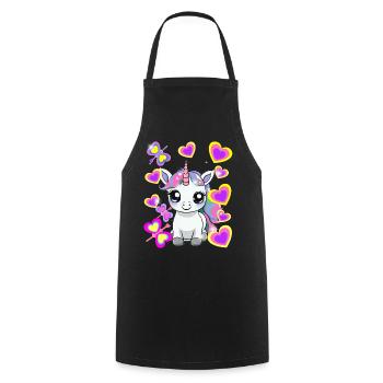Licorne Enfant Fille Cheval - Tablier de cuisine - noir - Devant - AI Model Male 185 dark (185cm)