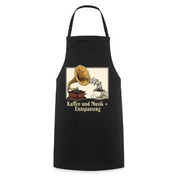 Kaffee und Musik = Entspannung - Kochschürze - Schwarz - Vorne - AI Model Male 185 dark (185cm)