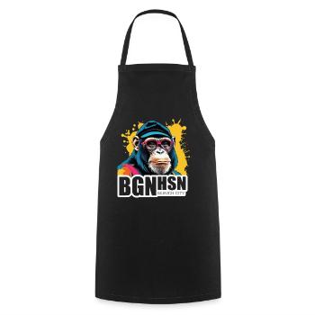 Bogenhausen - because it's your hood! - Cooking Apron - black - Front - AI Model Male 185 dark (185cm)