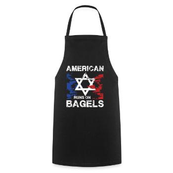 American Runs On Bagels with Star Motif and - Cooking Apron - black - Front - AI Model Male 185 dark (185cm)