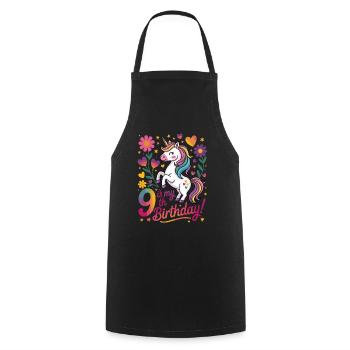 Unique Unicorn: Celebrate 9th Birthday with - Cooking Apron - black - Front - AI Model Male 185 dark (185cm)
