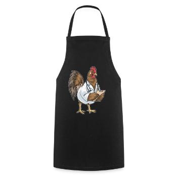 Stéthoscope Rooster Doctor - Tablier de cuisine - noir - Devant - AI Model Male 185 dark (185cm)