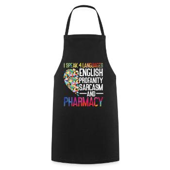 Pharmacy Tech Technician - Cooking Apron - black - Front - AI Model Male 185 dark (185cm)