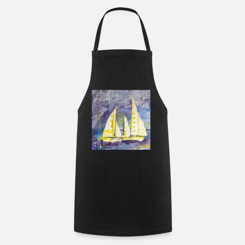 Sailboat - Cooking Apron - black