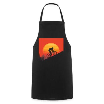 Mountain Biker Sunset Silhouette - Cooking Apron - black - Front - AI Model Male 185 dark (185cm)