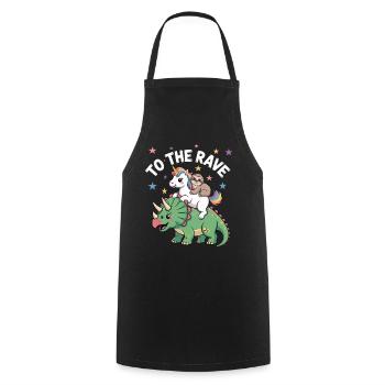 To The Rave EDM Unicorn Sloth Riding Dinosaur - Cooking Apron - black - Front - AI Model Male 185 dark (185cm)