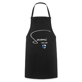 Ich liebe Finnland, minimalistisches, elegantes Design - Kochschürze - Schwarz - Vorne - AI Model Male 185 dark (185cm)