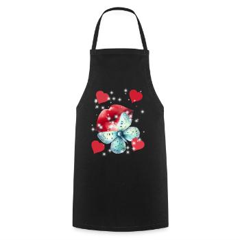 Hearts Kissing Mouth Summer Love Butterfly - Cooking Apron - black - Front - AI Model Male 185 dark (185cm)