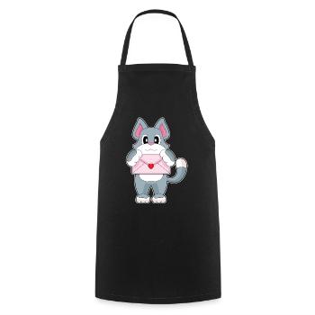 Katze Liebesbrief - Kochschürze - Schwarz - Vorne - AI Model Male 185 dark (185cm)