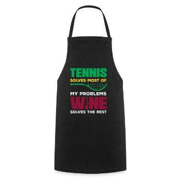 Joueurs de tennis : le tennis résout la plupart des problèmes - Tablier de cuisine - noir - Devant - AI Model Male 185 dark (185cm)
