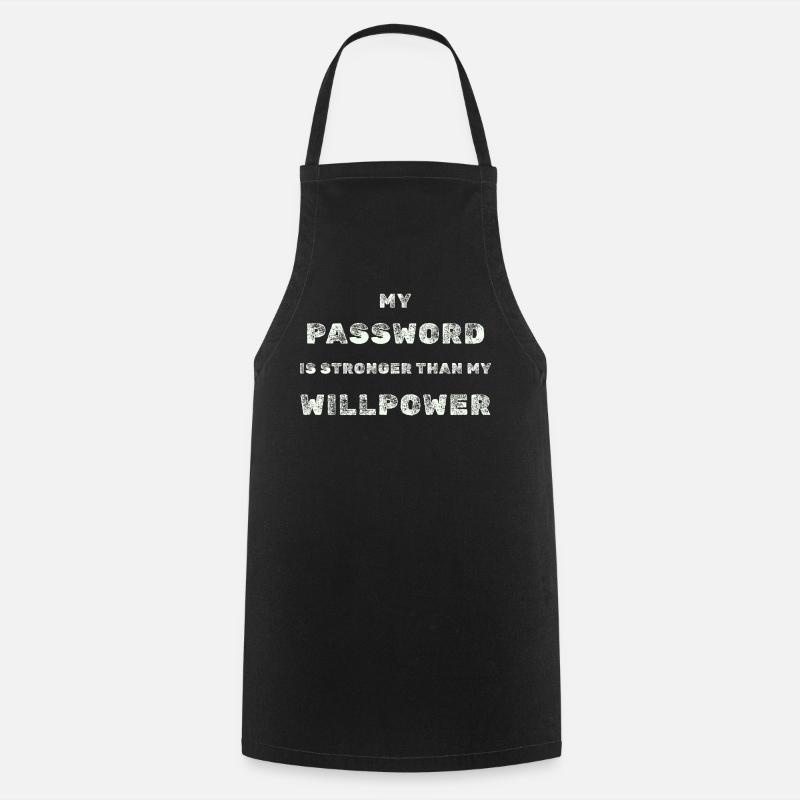 Strong Password – IT Humor Tee - Cooking Apron - black