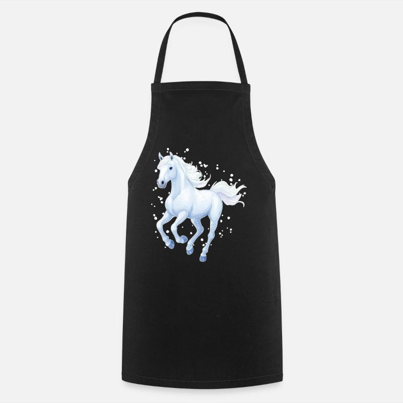 Pferd mit Schneeflocken - Kochschürze - Schwarz