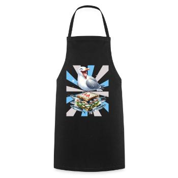 Reto Seagull Seagulls Sandwidsch Herring - Cooking Apron - black - Front - AI Model Male 185 dark (185cm)