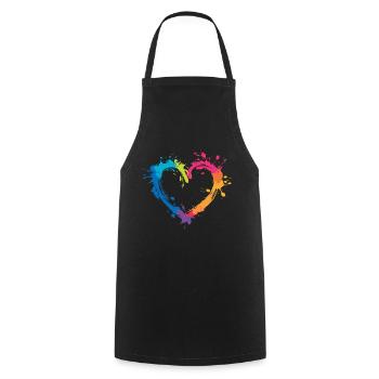 Colorful heart made of splashes of color for creative minds - Cooking Apron - black - Front - AI Model Male 185 dark (185cm)
