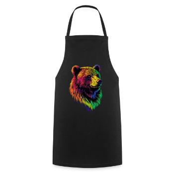 Ours brun, Grizzly, Frères d’ours, Forêt, Ours sauvages - Tablier de cuisine - noir - Devant - AI Model Male 185 dark (185cm)