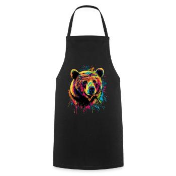 Ours brun, Grizzly, Frères d’ours, Forêt, Ours sauvages - Tablier de cuisine - noir - Devant - AI Model Male 185 dark (185cm)
