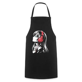 Fille d’anime avec conception de casque - Tablier de cuisine - noir - Devant - AI Model Male 185 dark (185cm)