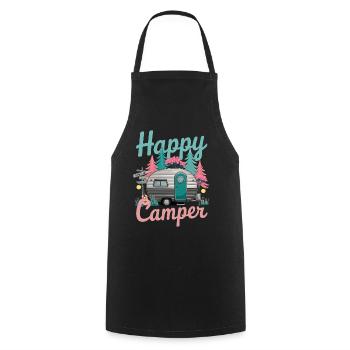 Fröhlicher Camper Wohnwagen Abenteuer Natur - Kochschürze - Schwarz - Vorne - AI Model Male 185 dark (185cm)