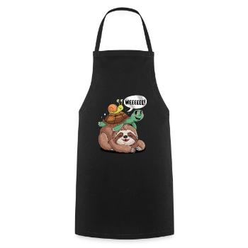 Happy sloth, turtle and snail - Cooking Apron - black - Front - AI Model Male 185 dark (185cm)