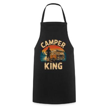 Vintage Camper King Sonnenuntergang Design - Kochschürze - Schwarz - Vorne - AI Model Male 185 dark (185cm)