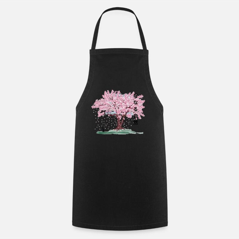 Under the blossoming cherry tree - Cooking Apron - black