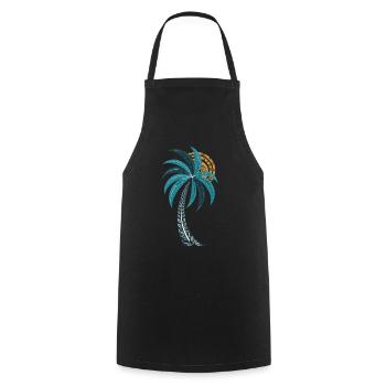 Tropische Palmen mit Mandala-Sonne für Sommer und - Kochschürze - Schwarz - Vorne - AI Model Male 185 dark (185cm)