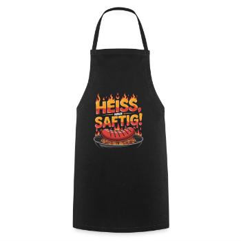 Heiß, Aber Saftig Wurst Grillen Genussvolles BBQ - Kochschürze - Schwarz - Vorne - AI Model Male 185 dark (185cm)
