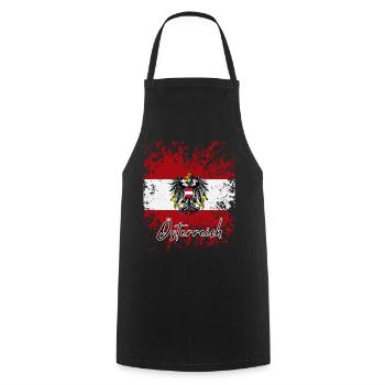 Flag of Austria grunge, I love Austria - Cooking Apron - black - Front - AI Model Male 185 dark (185cm)