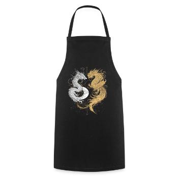 Cygnes dragons dans le style Yin et Yang - Tablier de cuisine - noir - Devant - AI Model Male 185 dark (185cm)